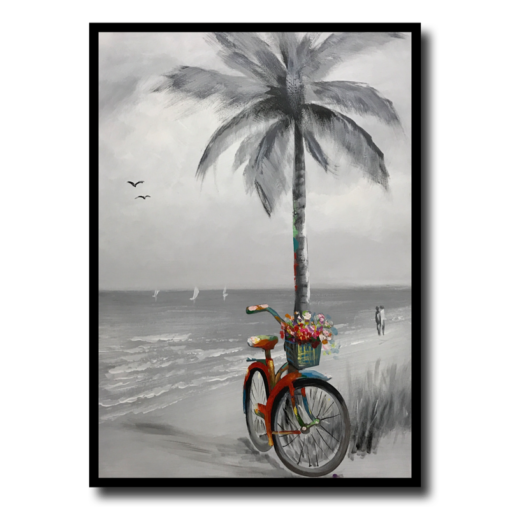 Obraz z rowerem i palmą