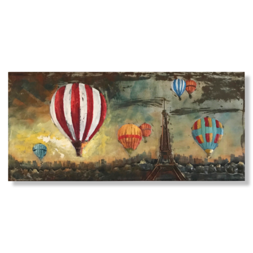 Dzieło sztuki z balonami na ogrzane powietrze nad Paryżem