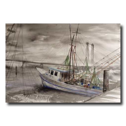 Obraz z łodzią rybacką