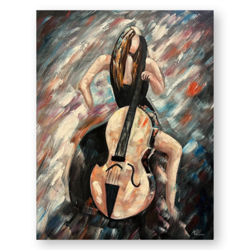 Obraz przedstawiający kobietę grającą na wiolonczeli