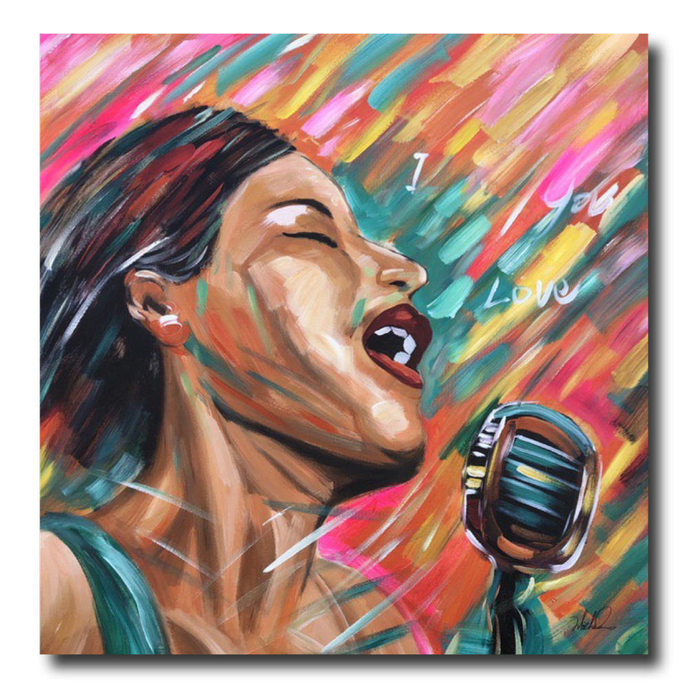 Obraz ze śpiewającą kobietą