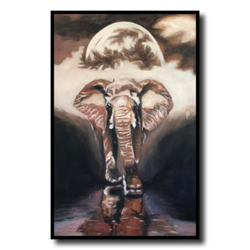 En tavla med en elefant