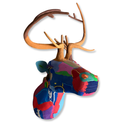 Reindeer head rzeźba flipflop
