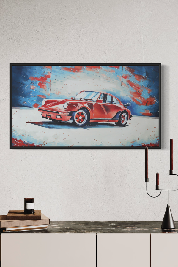 Obraz zainspirowany klasycznym modelem samochodu Porsche 911.
